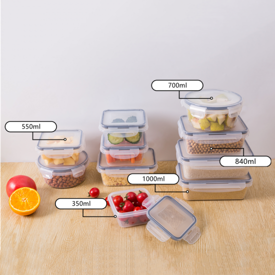 Container with Lid, Leak Proof Snap Lock, BPA Free Plastic
