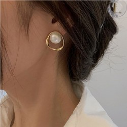 Gold Color Round Stud Earrings Christmas Gift Irregular Design Unusual Earrings Jewelry Gifts