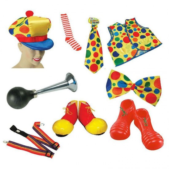  Funny Colorful Dots Clown Suit Accessories Set Halloween Christmas Holiday Stage Show Props